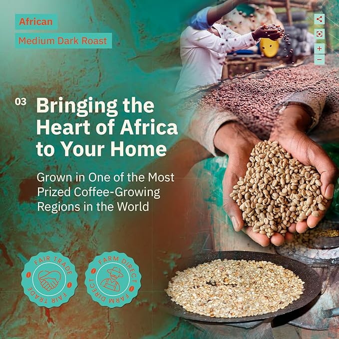 Kochere Horn of Africa Signature Blend Whole Bean Coffee – 2LB – Signature Blend of Single Origin Coffees – Freshly Roasted to Order – Medium Roast – Bold, Complex, and Fruity Specialty Coffee – Farm Direct