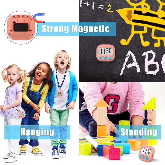 2 Pack Kitchen Timers Loud Ring Digital Timers for Cooking Magnetic Pink