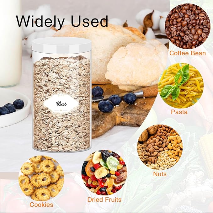 32 OZ Plastic Jars,16 Pcs Clear Plastic Jars with White Lids Round Empty Storage Jar Wide Mouth Refillable Storage Container with Lids for Household and Kitchen Food Organizing