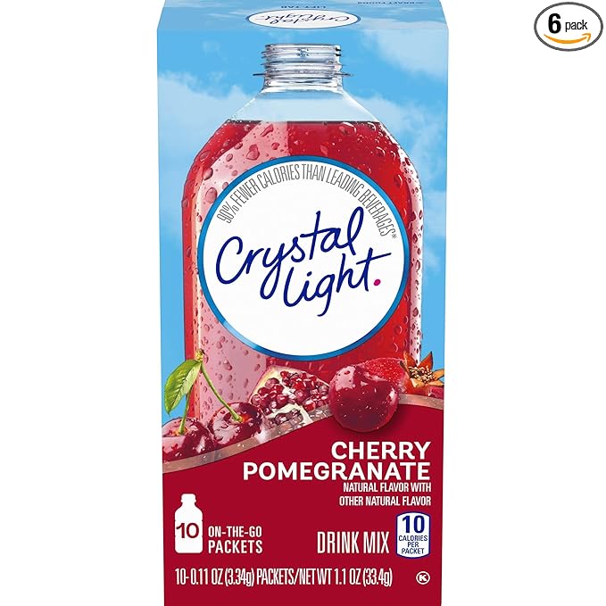 Crystal Light On The Go Cherry Pomegranate Ice Drink Mix, 10-Packet Box (Pack of 6)