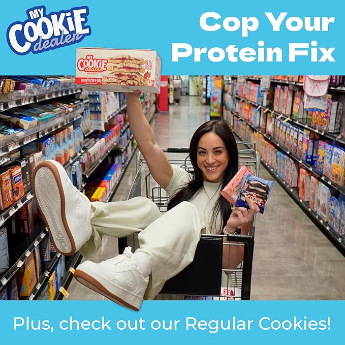 My Cookie Dealer Protein Cookies, Milk & Cookies (6-Pack, 3.8oz Each) - 25g of Protein per Cookie - Individually Wrapped Workout Snacks for On-The-Go Travel