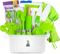 KEFF Kids Kitchen Set for Cooking & Baking with Recpie Book - Kids Knife Set for Real Cooking, Montessori Kitchen Tools for Toddlers - Real Utensils with Cutting Board and Knifes BPA-Free