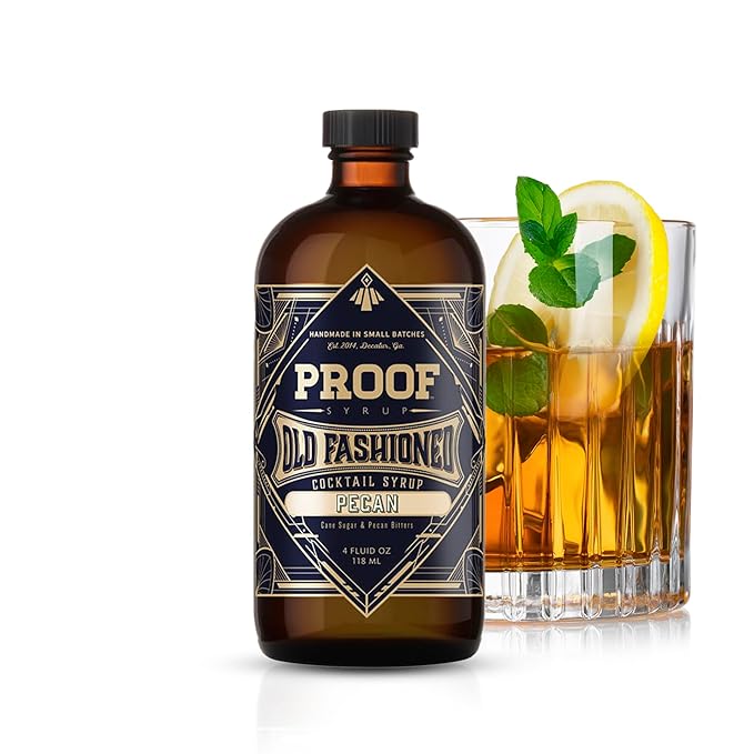 Proof Syrup - Old Fashioned Cocktail Mix - Made with Real Bitters & Cane Sugar - Pecan - Fast, Easy, Delicious, Handcrafted Cocktail Syrup - 4oz