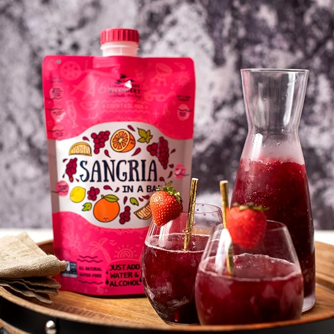 Lt. Blender's Sangria in a Bag – Wine Slushie Mixes - Each Bag Makes 1/2 Gallon of Frozen Red Sangria Mix – Non-GMO Wine Freezer Mix - Make with Wine, Liquor or as a Mocktail - (Pack of 5)