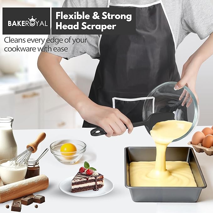 Silicone Spatula Set - 4-Piece Rubber Spatulas Silicone Heat Resistant 600°F for Everyday Task - Seamless Design Kitchen Spatulas for Nonstick Cookware - Black