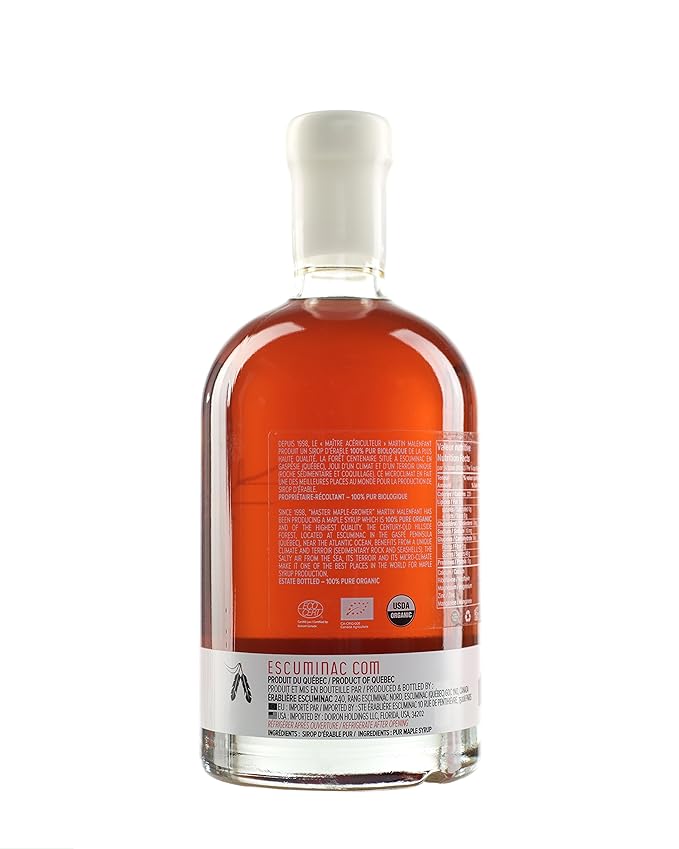 Escuminac Canadian Maple Syrup 500ml | Extra Rare Amber Grade A | Smooth & Rich Taste | Organic Gourmet Gift, Souvenir, Holiday & Birthday Treat, Thanksgiving Essentials