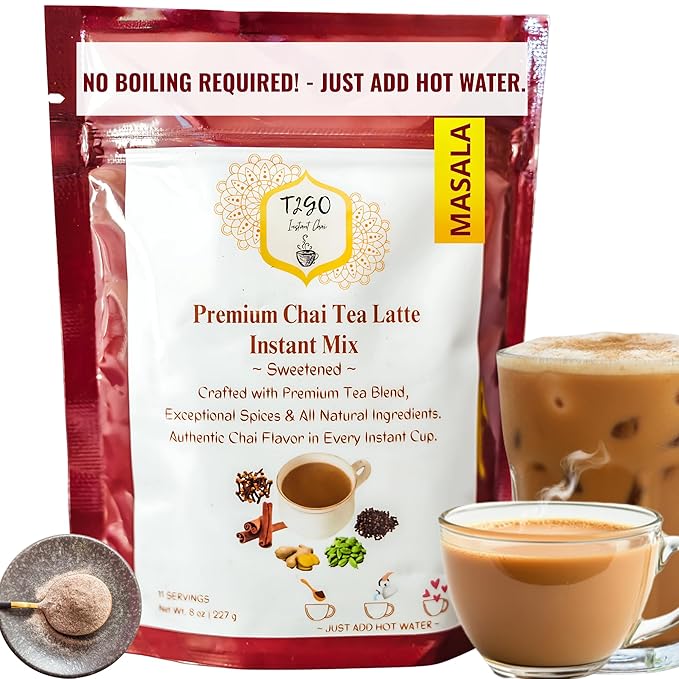 T2GO Chai Latte Mix | Instant Masala Chai Powder | Authentic Indian Tea Latte | Ready in Seconds | 8 oz