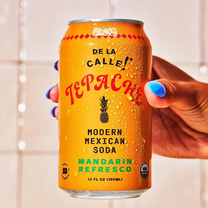 De La Calle Tepache - Mandarin - Modern Mexican Soda - Craft Fermented Pineapple Sparkling Beverage - Certified Organic, Antioxidant Rich, Non-Alcoholic, Healthy Soda, Low Sugar, Low Calorie, Non-GMO