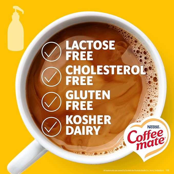 Nestle Coffee mate Coffee Creamer, Hazelnut, Concentrated Liquid Pump Bottle, Non Dairy, No Refrigeration, 50.7 fl oz (Pack of 2)