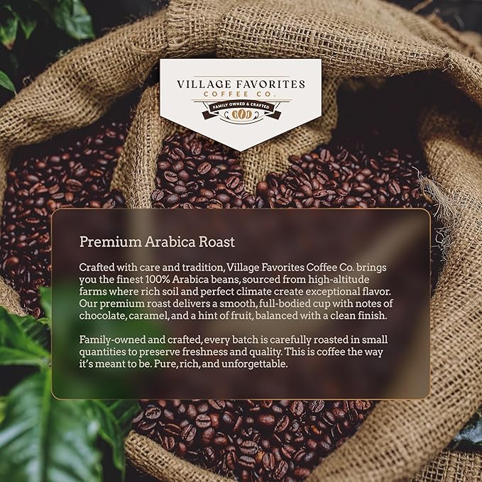 Village Favorites Flavored Coffee – Low Acid, Mold-Free, 100% Arabica, Slow Roasted Medium Roast, Smooth & Stomach Friendly, Ground, 1LB Bag (16oz)- Kosher (16oz, Toasted S’mores)