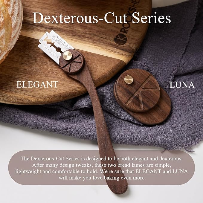 Bread Lame with 5 Feather Blades, Dough Scoring Tool with Storage Box, Sourdough Scoring Tool for Bread Baking, Dexterous-Cut Series Scoring Knife (ELEGANT)