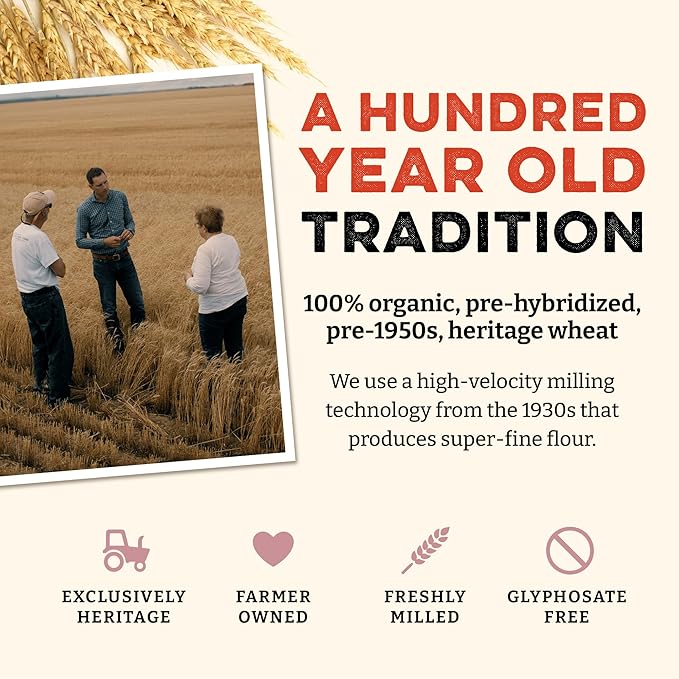 Sunrise Flour Mill USDA Organic Heritage Whole Wheat Pastry Flour - 5 lbs | Milled from White Sonora | Easier to Digest with Less Bloating | No Bleaching or Bromating | Zero Additives