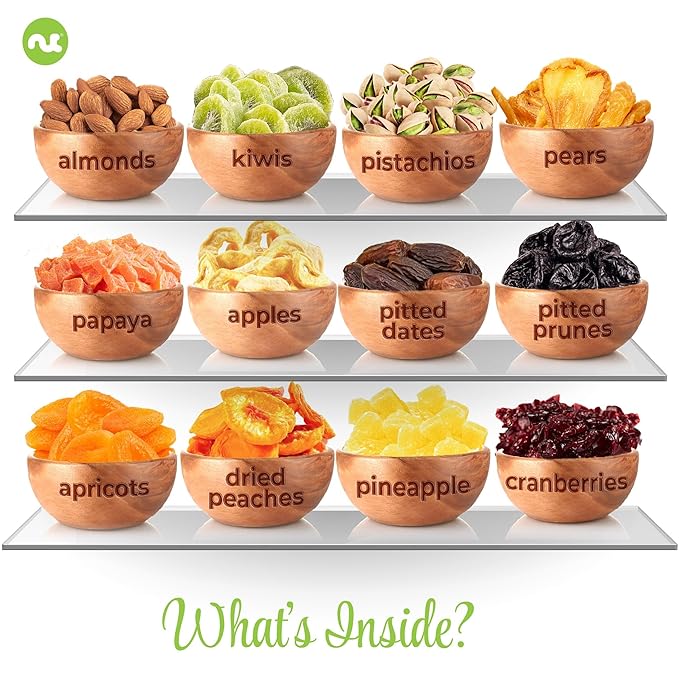 NUT CRAVINGS - Thanksgiving Dried Fruit & Mixed Nuts Gift Basket in White Gold Box (12 Assortments) Holiday Xmas Christmas Food Arrangement, Healthy Snack Care Package, Food Assortments