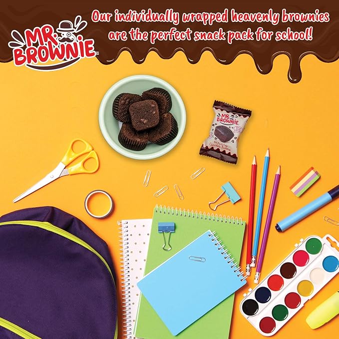 Mr. Brownie Chocolate Brownies | 8 Individually Wrapped Brownie Bites | Snack Packs for Kids & Adults | Real Belgian Chocolate