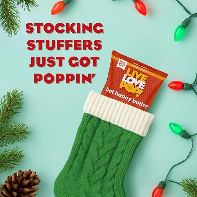 Live Love Pop Hot Honey Butter Flavored Gourmet Popcorn, 1.0 Oz (Pack of 12), Individual Snack Size Bags, Healthy Snack, Gluten Free, Vegan & Non-GMO, Mission Driven Munchies