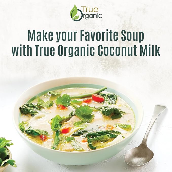 True Organic Unsweetened Coconut Milk 13.5 Fl oz - No Guar Gum, Gluten-Free, Vegan and Kosher - 18% Coconut Milk Fat (12-Pack)