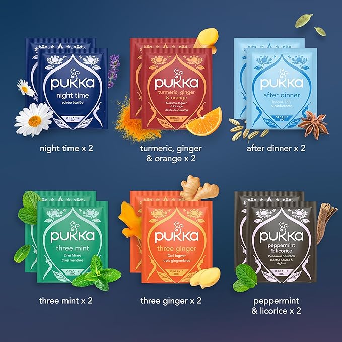 Pukka 2024 Advent Calendar Organic Tea Sampler, Selection of 24 Delightful Black & Green Tea Infusions, Christmas Gift for Tea Lovers, 100% Organic