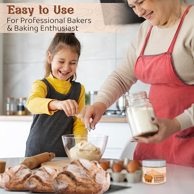 Living Dough -100 Year Old Alaska Sourdough Starter Culture - Active & Live Organic Sourdough Starter for Baking - For Artisanal Bread, Pizza Dough, Waffles & More