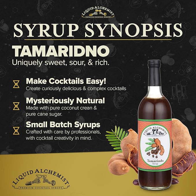Liquid Alchemist Tamarind Syrup for Cocktails - Real Ingredients Make our Tamarindo Syrup the Perfect Spicy Margarita Mix - Made Fresh with All Natural Tamarind Concentrate (25 oz)