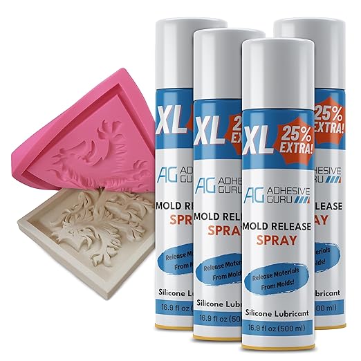 Silicone Mold Release Spray (4x16.9 fl oz / 500ml) Release Agent for Epoxy Resin, Candle & All Molds | Smooth, Non-Stick Lubricant for Easy Removal | 4 Pack, Molds are not Included