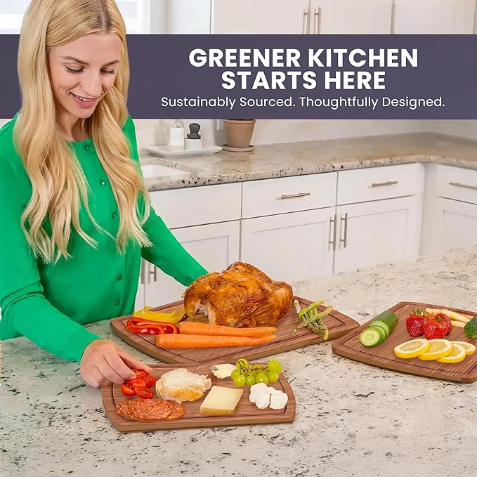 Bamboo Cutting Board Set of 3 - Dark