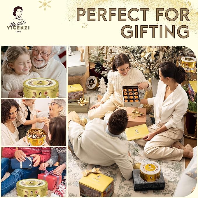 Matilde Vicenzi Minivoglie Butter Cookies Tin - Italian Pastry Assortment, Traditional Holiday Cookie Gift for Thanksgiving, Christmas, Hanukkah - 500 g