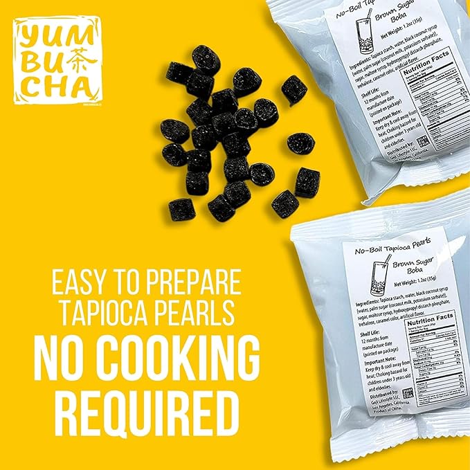YUMBUCHA Boba Kit Set - DIY Bubble Tea - 20 Drinks - Reusable Stainless Steel Flask & Straw, Brown Sugar Tapioca Pearls - Exquisite Loose Leaf Teabags - Strawberry Oolong and White Peach Oolong Tea