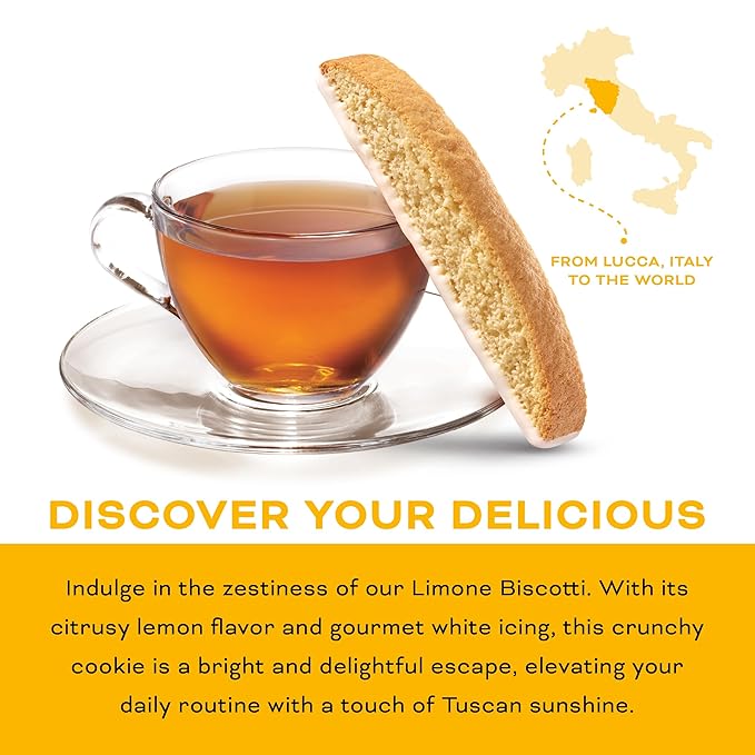 Nonni's Limone Lemon-Iced Biscotti Cookies – Individually Wrapped Italian Tea-Time Snack, Crunchy Twice-Baked, 110 Cal Each, 21.5 oz Carton, 4 Pack