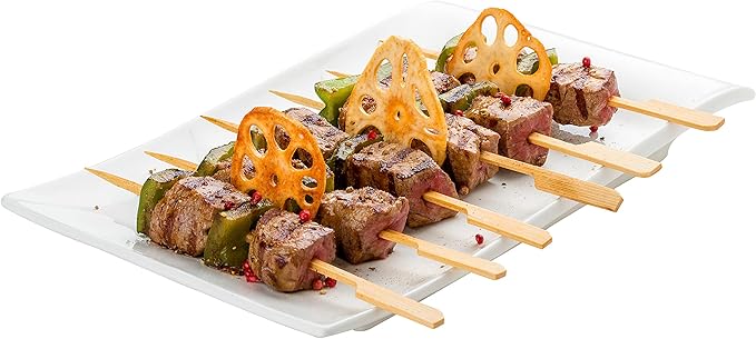 500 Count | KingSeal Natural Green Bamboo Wood Paddle Picks, Skewers for Appetizers and Cocktails, 4.5 Inches - 5 Packs of 100