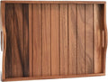 Large Acacia Wooden Serving Tray with Handles 20 x 14 inch Decorative Coffee Table Ottoman Tray for Living Room Extra Large for Kitchen Dinner Food Bar Breakfast in Bed (Color Natural)