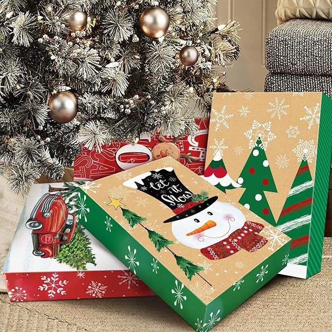 12 Large Christmas Gift Wrap Boxes bulk with Lids, 12 tissue paper and 80 Count Foil Christmas Tag Stickers for wrapping oversized Clothing (Robes, Sweater, Coat, Shirts) and Xmas Holiday Present