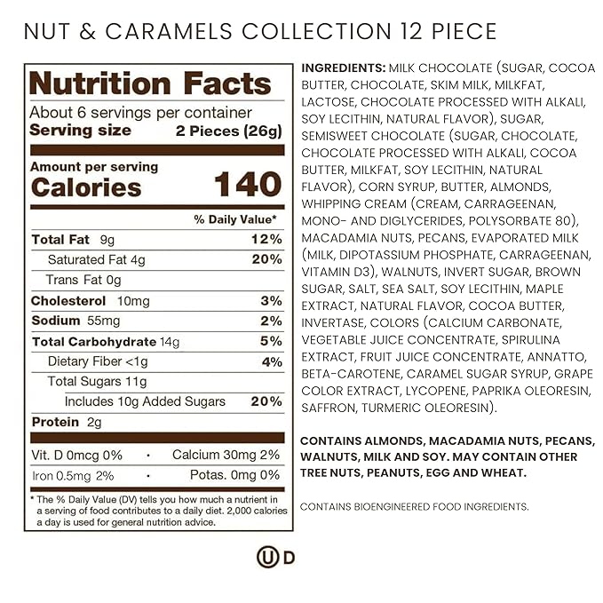 Ethel M Chocolates Premium Nuts & Caramels Collection Chocolate Gift Box, Milk & Dark Chocolate Candy Assortment, 12 Pieces of Creamy, Smooth and Rich Chocolate Gems