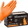 TitanFlex Heavy Duty Nitrile Gloves, 6 Mil Orange Raised Diamond Texture, Mechanic Disposable Gloves Latex Free Powder Free