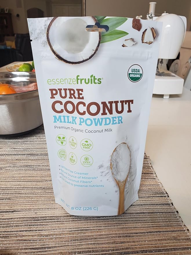 Essenzefruits Pure Organic Coconut Milk Powder - Premium Maltodextrin Free, No Sugar Added, Dairy Free, USDA Organic, Vegan, Keto & Paleo Friendly, No Additives, Pre Biotic Fibers, 27 Servings - 8 Oz