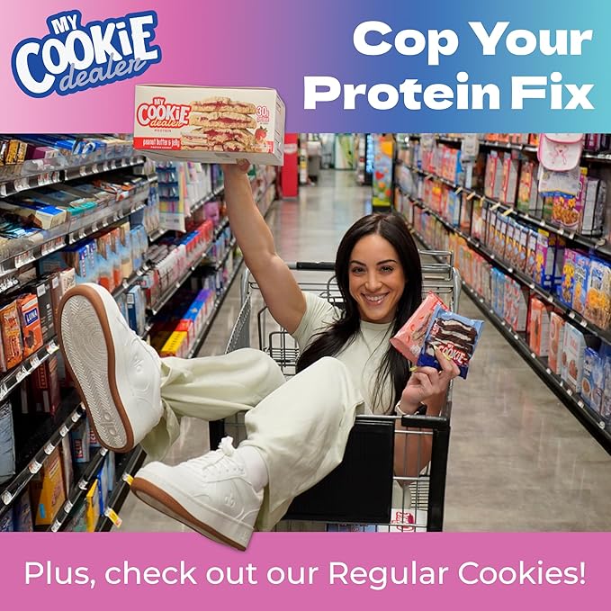 My Cookie Dealer Protein Cookies, Birthday Cake (2.2oz, Pack of 12) - 15g Protein per Cookie - Individually Wrapped Workout Snacks for On-The-Go Travel