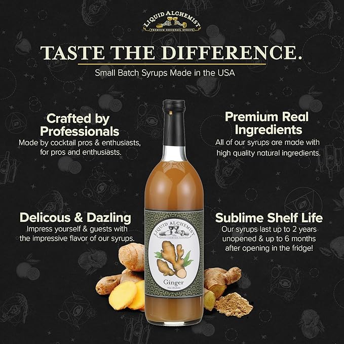 Liquid Alchemist Ginger Syrup for Cocktails - Real Ingredients Make our Liquid Ginger Puree for Cocktails the Perfect Moscow Mule Cocktail Syrup - Our Mixer is Non-GMO & Vegan (25 oz)