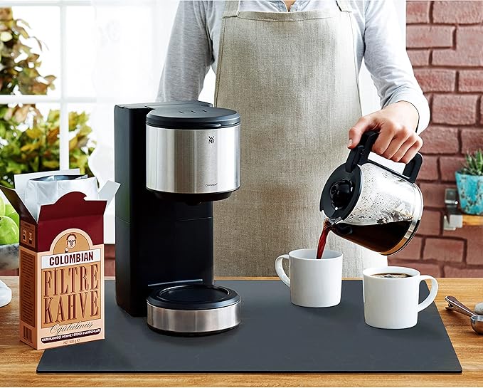 Golener Coffee Maker Mat - Cafe Bar Decor for Coffee Station, Dish Drying Mat, Drip Tray for Dish Rack, Absorbent Mat for Countertops, Non-slip Material Keeps Dish in Place, 23”x15”, Marble Navy