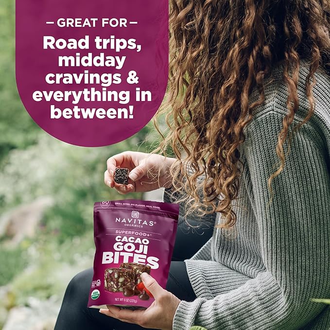 Navitas Organics Superfood Power Snacks, Cacao Goji, 8 oz. Bag, 11 Servings — Organic, Non-GMO, Gluten-Free