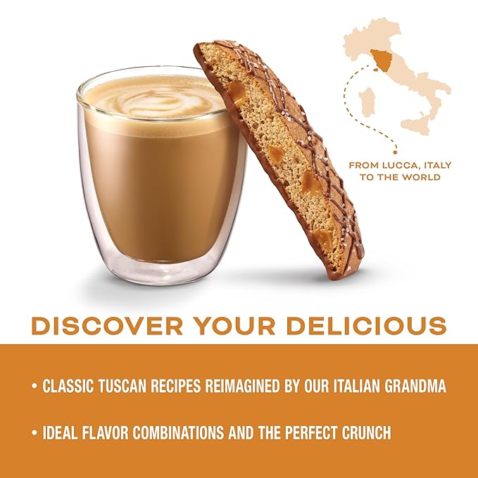 Nonni's Salted Caramel Biscotti Italian Cookies - 6 Boxes - Biscotti Individually Wrapped Cookies - Italian Biscotti Cookies w/Rich Milk Chocolate & Sea Salt - Kosher - 6.72 oz