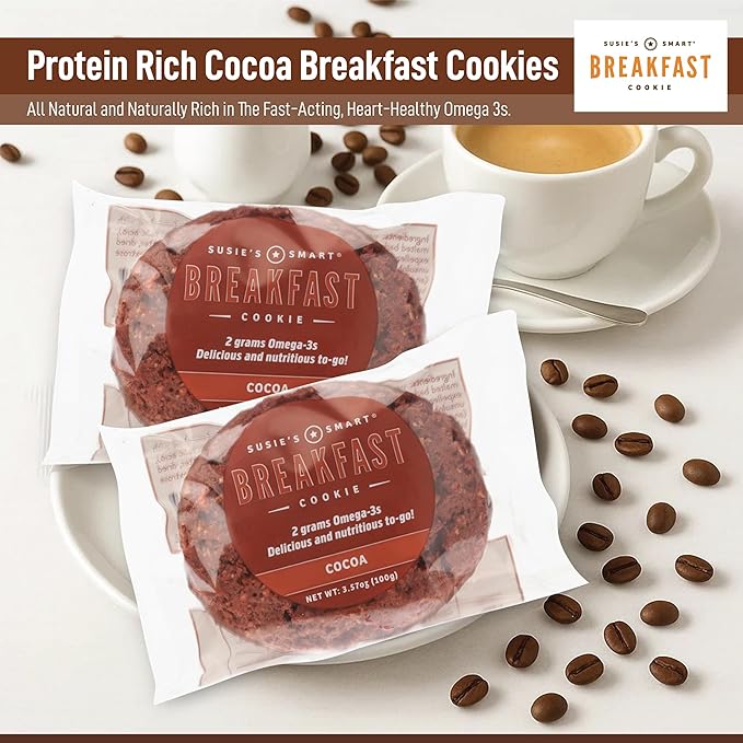 Susie's Smart Breakfast Cookie Healthy Omega3s and Protein Rich cocoa, 63 Ounce (Pack of 18)