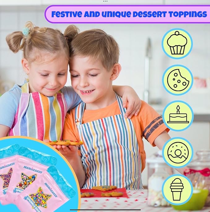 Manvscakes, Natural Christmas Sprinkles, No Artificial Dyes, Gluten Free, Holiday Cookies, Edible, Christmas Cake Decorations, 3 ounces, Nut Free, Baking
