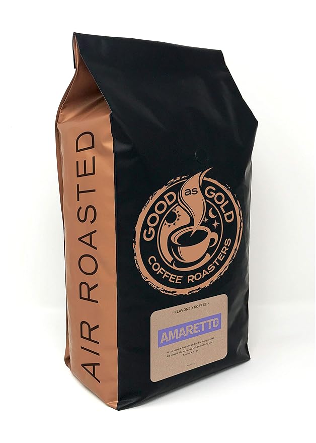 Good As Gold Coffee Roasters - Amaretto Flavored Whole Bean Coffee, 5 Pound Bag