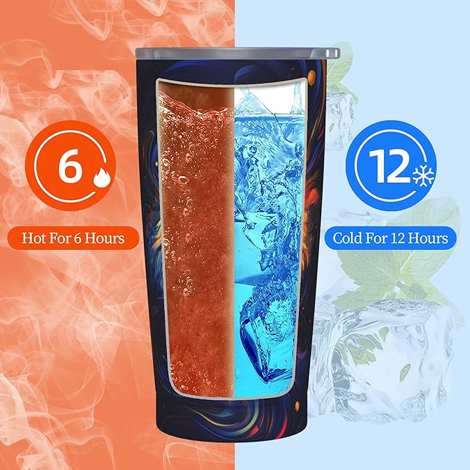 Tiger Tumbler with Lid and Straw 20oz Coffee Tumblers Leakproof Stainless Steel Travel Mug Vacuum Insulated Cup for Iced and Hot