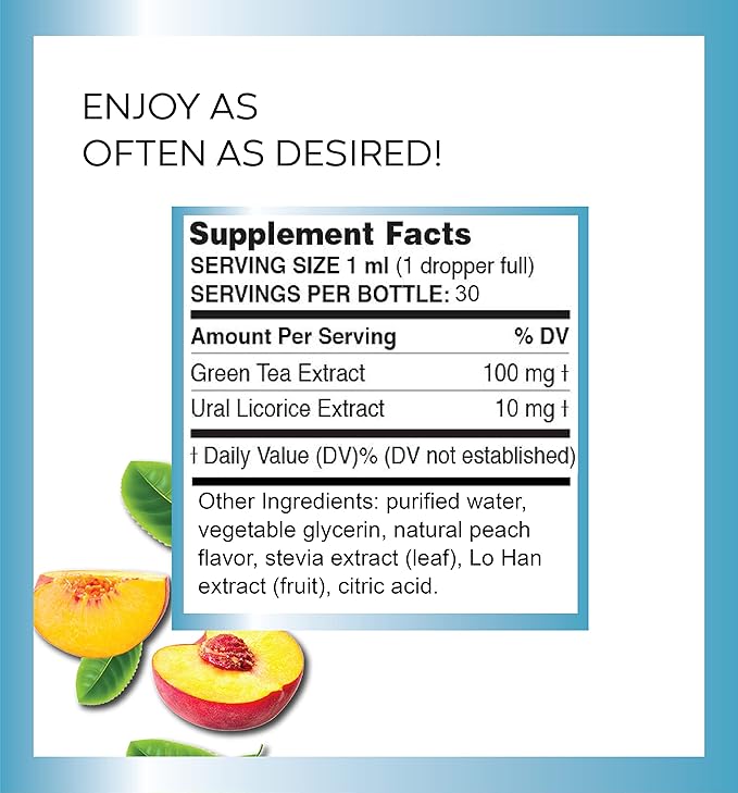Pure Inventions - Green Tea Peach Water Infusion Drops - Antioxidants & Electrolytes - Health & Wellness Drink - Immunity Support - Sugar Free, Zero Calorie, No Artificial Sweeteners - 30 Servings