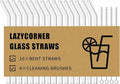 Lazycorner Reusable Glass Straws Set 16 Pcs 8.5''x 10MM Bent Clear Glass Drinking Straws, Set of 16 Bent with 4 Cleaning Brushes. Reusable Straws Perfect For Smoothies, Tea, Juice-Clear Cocktail.