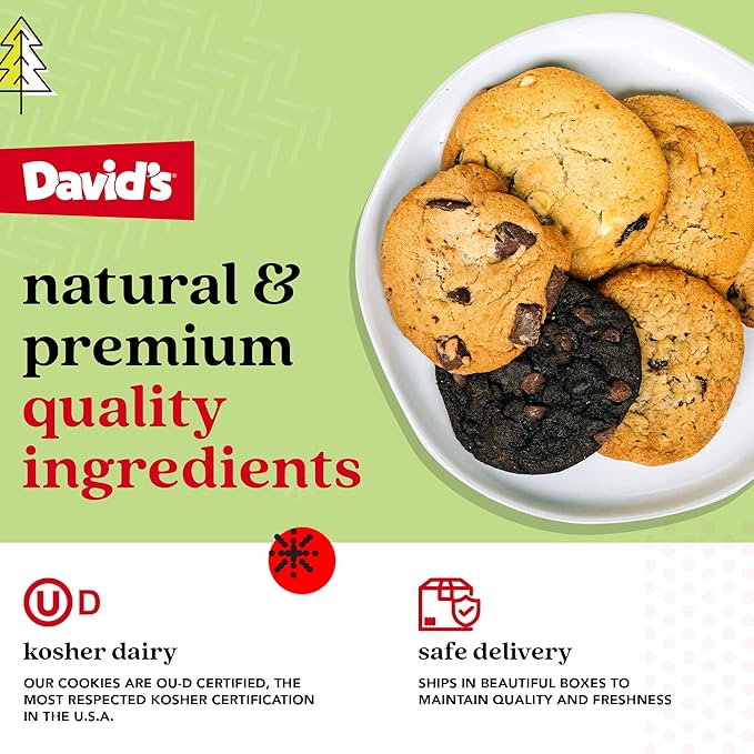 David's Cookies Gourmet and Freshly Baked Merry Christmas Assorted Cookies in a Lovely Tin Gift Box For Your Love Ones, Deliciously Handmade Soft Variety of Cookies - 2 Lbs