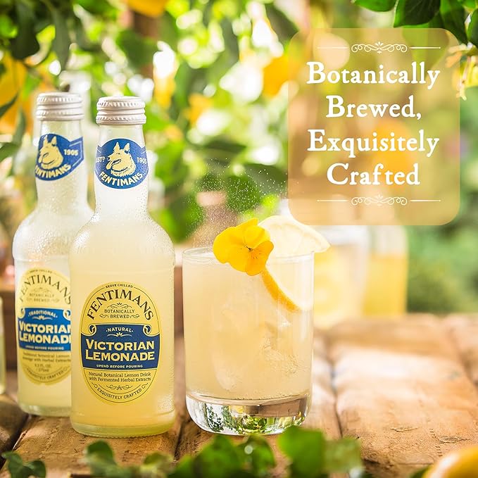 Fentimans Sparkling Victorian Lemonade - Lemon Sparkling Water, Great Over Ice or as Mixer, All Natural Ingredients, Craft Soda, Botanically Brewed - 9.3 Fl Oz (Pack of 12)