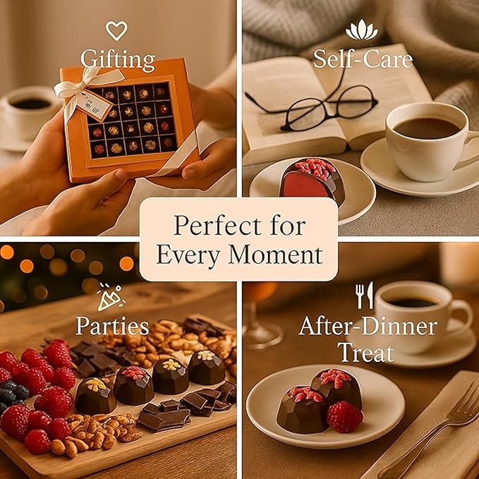 Andy Anand Chocolatier Belgian Chocolate Truffles - 25 Pcs Parisian Chocolate Truffles Gift Box With Mango, Pistachio, Pineapple, Raspberry & Strawberry, Decadent Belgian Truffles (25 Pcs, 8 Oz)