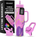 Coldest 40 oz Tumbler with Handle and Straw - 100% Leak Proof Insulated Tumbler with Lid and Straw (3 Lids) - Stainless Steel Tumblers for Women & Men - Cup Holder Friendly Base, 46 oz (Princess Luna)