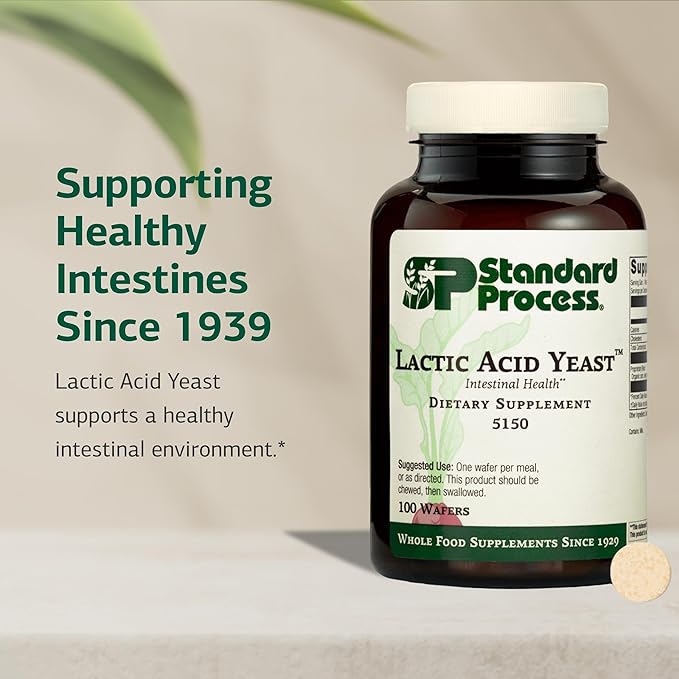 Standard Process Lactic Acid Yeast - Dietary Supplement for Digestive Health & Gut Support - Non-Soy & Vegetarian - 100 Wafers
